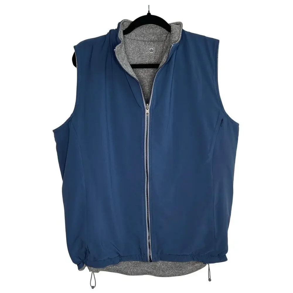 Peter Millar Crown Sport Full Zip Reversible Vest Jacket Blue/Gray Men's Size L